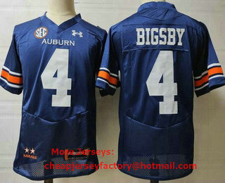 Men's Auburn Tigers #4 Tank Bigsby Navy Blue College Football Jersey