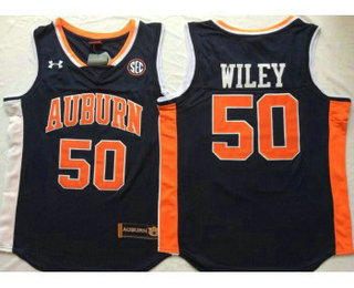 Men's Auburn Tigers #50 Austin Wiley Navy Blue College Basketball Jersey