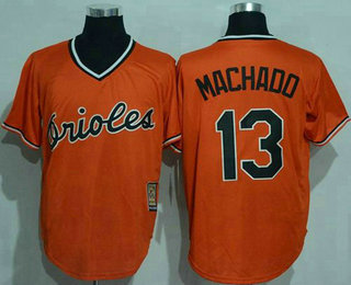Men's Baltimore Orioles #13 Manny Machado Orange Pullover Stitched MLB Cool Base Cooperstown Collection Jersey