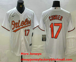 Men's Baltimore Orioles #17 Colton Cowser Number White Cool Base Stitched Jersey