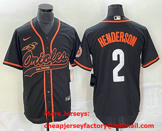 Men's Baltimore Orioles #2 Gunnar Henderson Black Cool Base Stitched Baseball Jersey