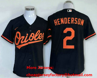 Men's Baltimore Orioles #2 Gunnar Henderson Black Cool Base Stitched Jersey
