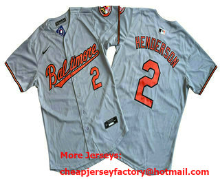 Men's Baltimore Orioles #2 Gunnar Henderson Grey Limited Jersey