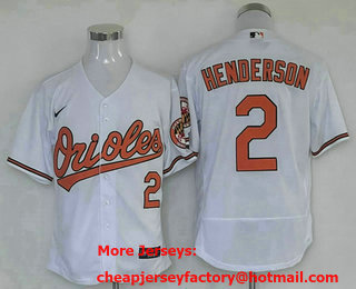 Men's Baltimore Orioles #2 Gunnar Henderson Number White Flex Base Stitched Jersey
