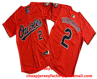 Men's Baltimore Orioles #2 Gunnar Henderson Orange Limited Jersey