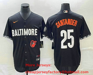 Men's Baltimore Orioles #25 Anthony Santander Black 2023 City Connect Cool Base Stitched Jersey 01