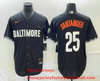 Men's Baltimore Orioles #25 Anthony Santander Black 2023 City Connect Cool Base Stitched Jersey 02
