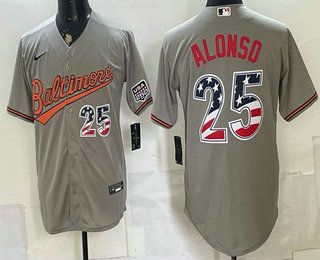 Men's Baltimore Orioles #25 Pete Alonso Grey USA 250 Fourth of July Home Stitched Jersey
