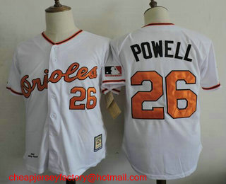 Men's Baltimore Orioles #26 Boog Powell White 1969 Cooperstown Home Baseball Jersey