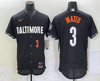 Men's Baltimore Orioles #3 Jorge Mateo Number Black 2023 City Connect Flex Base Stitched Jersey 01