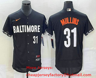 Men's Baltimore Orioles #31 Cedric Mullins Number Black 2023 City Connect Flex Base Stitched Jersey 01