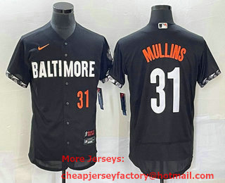 Men's Baltimore Orioles #31 Cedric Mullins Number Black 2023 City Connect Flex Base Stitched Jersey 02