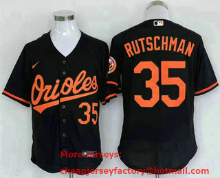 Men's Baltimore Orioles #35 Adley Rutschman Black Stitched Flex Base Nike Jersey