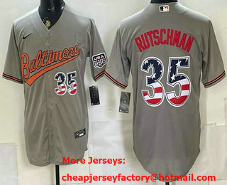 Men's Baltimore Orioles #35 Adley Rutschman Grey USA 250 Fourth of July Home Stitched Jersey