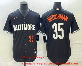 Men's Baltimore Orioles #35 Adley Rutschman Number Black 2023 City Connect Cool Base Stitched Jersey 03