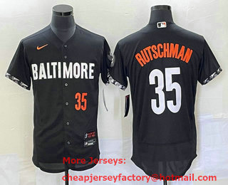 Men's Baltimore Orioles #35 Adley Rutschman Number Black 2023 City Connect Flex Base Stitched Jersey 03