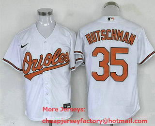 Men's Baltimore Orioles #35 Adley Rutschman White Stitched Cool Base Nike Jersey