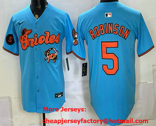Men's Baltimore Orioles #5 Brooks Robinson Blue With Patch Vapor Premier Limited Stitched Jersey