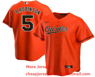 Men's Baltimore Orioles #5 Brooks Robinson Orange Stitched MLB Cool Base Nike Jersey