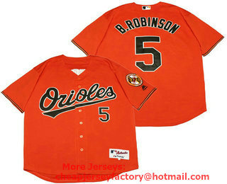 Men's Baltimore Orioles #5 Brooks Robinson Turn Back The Clock Orange Stitched MLB Cool Base Jersey