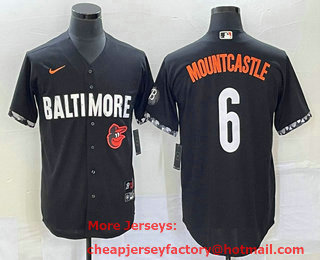 Men's Baltimore Orioles #6 Ryan Mountcastle Black 2023 City Connect Cool Base Stitched Jersey 02