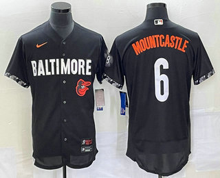 Men's Baltimore Orioles #6 Ryan Mountcastle Black 2023 City Connect Flex Base Stitched Jersey 02