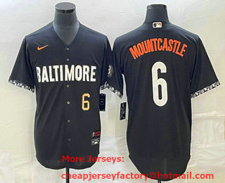 Men's Baltimore Orioles #6 Ryan Mountcastle Number Black 2023 City Connect Cool Base Stitched Jersey 01
