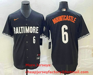 Men's Baltimore Orioles #6 Ryan Mountcastle Number Black 2023 City Connect Cool Base Stitched Jersey 02
