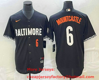 Men's Baltimore Orioles #6 Ryan Mountcastle Number Black 2023 City Connect Cool Base Stitched Jersey 03