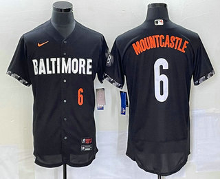 Men's Baltimore Orioles #6 Ryan Mountcastle Number Black 2023 City Connect Flex Base Stitched Jersey 01