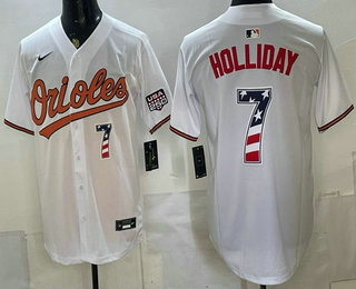 Men's Baltimore Orioles #7 Jackson Holliday White USA 250 Fourth of July Home Stitched Jersey