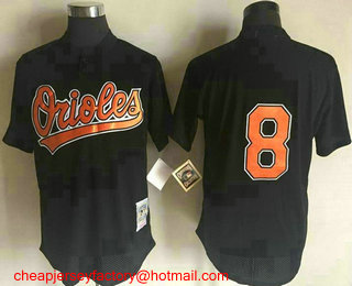 Men's Baltimore Orioles #8 Cal Ripken Black Stitched MLB Cooperstown Mesh Batting Practice Jersey By Mitchell & Ness