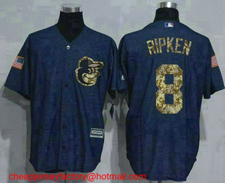 Men's Baltimore Orioles #8 Cal Ripken Denim Blue Salute to Service Stitched MLB Jersey