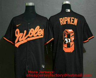 Men's Baltimore Orioles #8 Cal Ripken Jr. Black Team Logo Stitched MLB Cool Base Nike Jersey