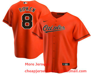 Men's Baltimore Orioles #8 Cal Ripken Jr Orange Stitched MLB Cool Base Nike Jersey