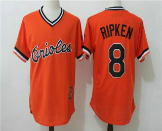 Men's Baltimore Orioles #8 Cal Ripken Jr. Orange Pullover Stitched MLB Cool Base Cooperstown Collection Jersey