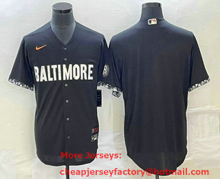 Men's Baltimore Orioles Blank Black 2023 City Connect Cool Base Stitched Jersey 01