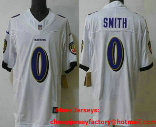 Men's Baltimore Ravens #0 Roquan Smith Limited White FUSE Vapor Jersey