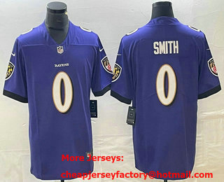 Men's Baltimore Ravens #0 Roquan Smith Purple 2022 Vapor Untouchable Stitched Limited Jersey