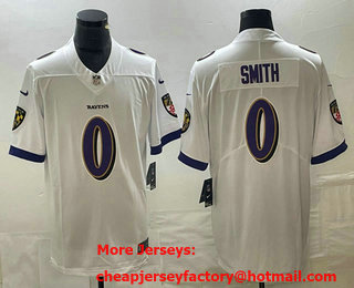 Men's Baltimore Ravens #0 Roquan Smith White 2022 Vapor Untouchable Stitched Limited Jersey