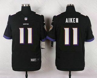 Men's Baltimore Ravens #11 Kamar Aiken Black Alternate NFL Nike Elite Jersey