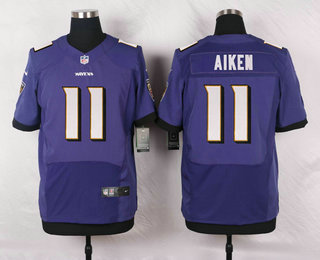 Men's Baltimore Ravens #11 Kamar Aiken Purple Team Color NFL Nike Elite Jersey