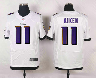 Men's Baltimore Ravens #11 Kamar Aiken White Road NFL Nike Elite Jersey