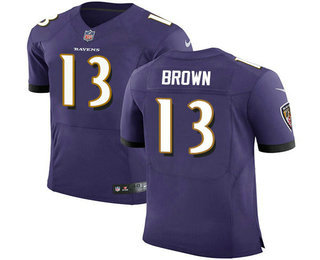 Men's Baltimore Ravens #13 John Brown Purple Team Color NFL Nike Elite Jersey