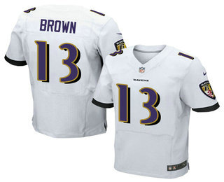 Men's Baltimore Ravens #13 John Brown White Road NFL Nike Elite Jersey