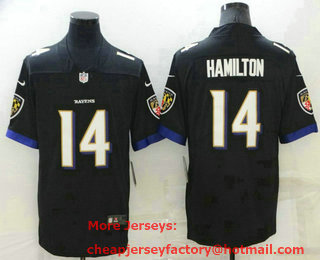 Men's Baltimore Ravens #14 Kyle Hamilton Black 2022 Vapor Untouchable Stitched NFL Nike Limited Jersey