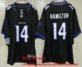 Men's Baltimore Ravens #14 Kyle Hamilton Limited Black Vapor Jersey