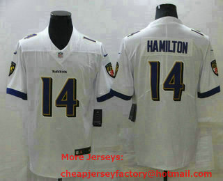 Men's Baltimore Ravens #14 Kyle Hamilton White 2022 Vapor Untouchable Stitched NFL Nike Limited Jersey