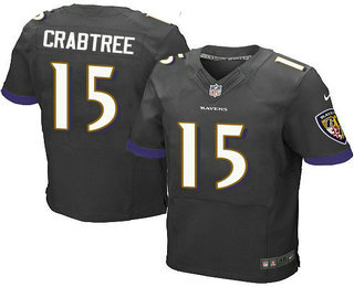 Men's Baltimore Ravens #15 Michael Crabtree Black Alternate NFL Nike Elite Jersey
