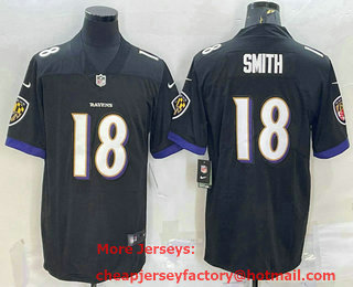 Men's Baltimore Ravens #18 Roquan Smith Black 2022 Vapor Untouchable Stitched NFL Nike Limited Jersey